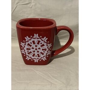 Starbucks‎ 2004 Red Christmas Snowflake Holiday Coffee Tea Cup Mug Heavy Retired